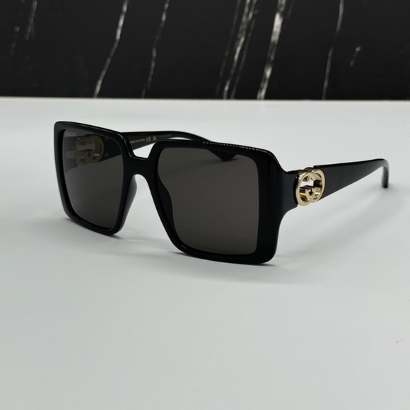 NEW GUCCI GG1692S 001 BLACK GREY SQUARE WOMEN GUCCI SUNGLASSES - Picture 3 of 12